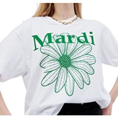 마르디메크르디 (국내정품)  마르디메크르디 반팔 티셔츠 그린 TSHIRT FLOWERMARDI WHITE GREEN